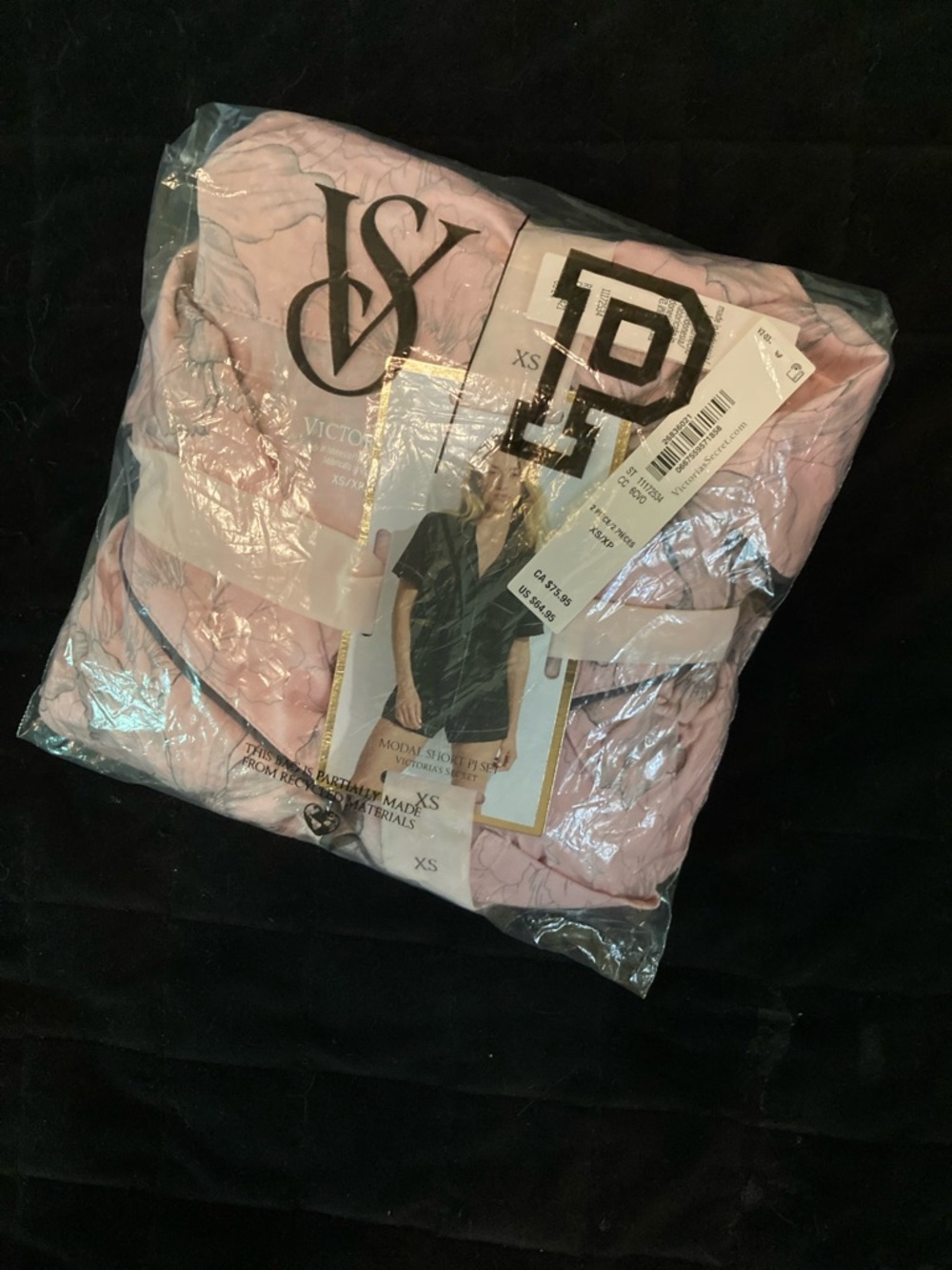 Victoria's Secret Modal Light Pink/Grey Tattoo Floral Short Pajama Set Size XS